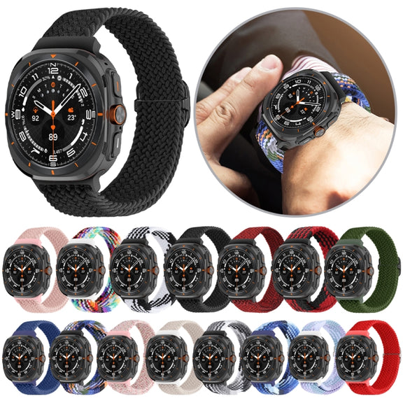 For Samsung Galaxy Watch Ultra 47mm Slide Buckle Nylon Braided Watch Band(Colorful Blue)