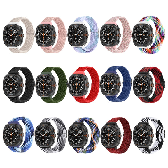 For Samsung Galaxy Watch Ultra 47mm Slide Buckle Nylon Braided Watch Band(Red Black)