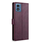 For Motorola Moto G Play 2024 N.BEKUS CSJ-P1 Solid Color Leather Phone Case(Wine Red)