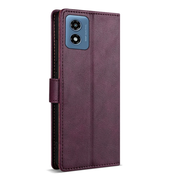 For Motorola Moto G Play 2024 N.BEKUS CSJ-P1 Solid Color Leather Phone Case(Wine Red)