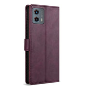 For Motorola Moto G 5G 2024 N.BEKUS CSJ-P1 Solid Color Leather Phone Case(Wine Red)