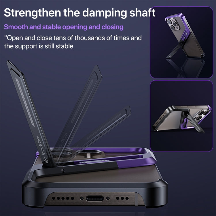 For iPhone 16 Pro S-shaped Stand Frameless Metal Phone Case(Grey)