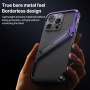 For iPhone 16 Pro S-shaped Stand Frameless Metal Phone Case(Grey)