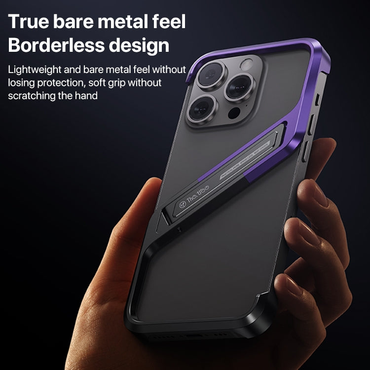 For iPhone 16 Pro S-shaped Stand Frameless Metal Phone Case(Grey)