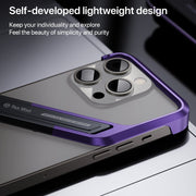 For iPhone 16 Pro S-shaped Stand Frameless Metal Phone Case(Grey)