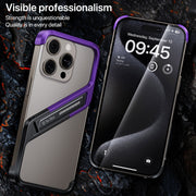 For iPhone 16 Pro S-shaped Stand Frameless Metal Phone Case(Grey)