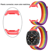 For Samsung Galaxy Watch Ultra 47mm Plastic Connector Nylon Loop Watch Band(Pink White Pink)