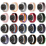 For Samsung Galaxy Watch Ultra 47mm Plastic Connector Nylon Loop Watch Band(Pink White Pink)