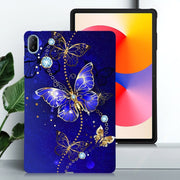 For Huawei MatePad SE 11 2024 Color Painting Pattern Smart Tablet TPU Case(Blue Butterfly)