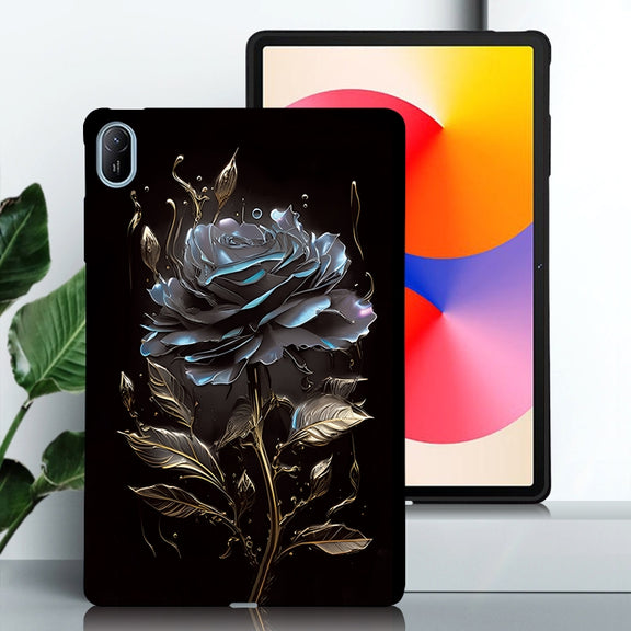 For Huawei MatePad SE 11 2024 Color Painting Pattern Smart Tablet TPU Case(Black Rose)