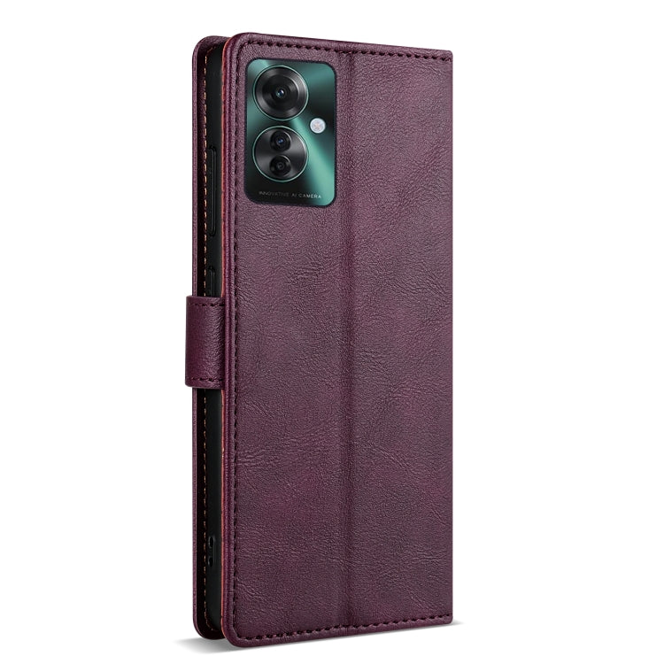 For OPPO Reno11 F 5G N.BEKUS CSJ-P1 Solid Color Leather Phone Case(Wine Red) - OPPO Cases by N.BEKUS | Online Shopping South Africa | PMC Jewellery | Buy Now Pay Later Mobicred