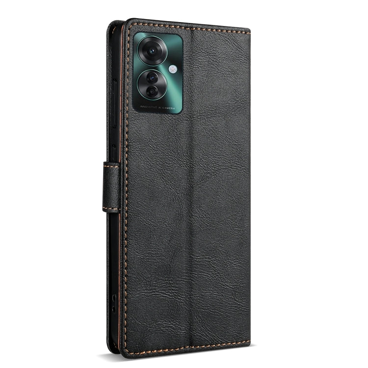 For OPPO Reno11 F 5G N.BEKUS CSJ-P1 Solid Color Leather Phone Case(Black) - OPPO Cases by N.BEKUS | Online Shopping South Africa | PMC Jewellery | Buy Now Pay Later Mobicred
