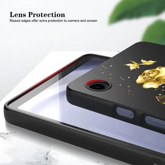 For Samsung Galaxy Tab S9 / S9 FE Color Painting Pattern Smart Tablet TPU Case(Golden Rose)