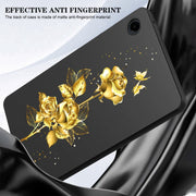 For Samsung Galaxy Tab S9 / S9 FE Color Painting Pattern Smart Tablet TPU Case(Golden Rose)