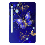 For Samsung Galaxy Tab S9 / S9 FE Color Painting Pattern Smart Tablet TPU Case(Blue Butterfly)