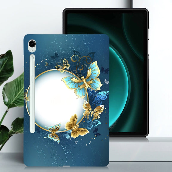 For Samsung Galaxy Tab S9 / S9 FE Color Painting Pattern Smart Tablet TPU Case(Butterfly Circle)