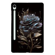 For Samsung Galaxy Tab S9 / S9 FE Color Painting Pattern Smart Tablet TPU Case(Black Rose)