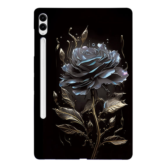 For Samsung Galaxy Tab S9+ / S9 FE+ Color Painting Pattern Smart Tablet TPU Case(Black Rose)