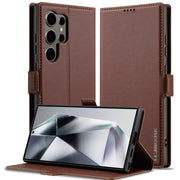 For Samsung Galaxy S24 Ultra 5G LC.IMEEKE L1 Series Frosted Fine Texture PU Phone Case(Brown)