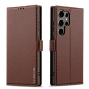 For Samsung Galaxy S24 Ultra 5G LC.IMEEKE L1 Series Frosted Fine Texture PU Phone Case(Brown)