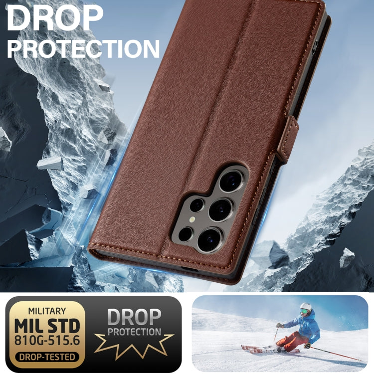 For Samsung Galaxy S24 Ultra 5G LC.IMEEKE L1 Series Frosted Fine Texture PU Phone Case(Brown)