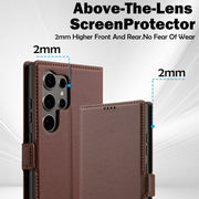 For Samsung Galaxy S24 Ultra 5G LC.IMEEKE L1 Series Frosted Fine Texture PU Phone Case(Brown)