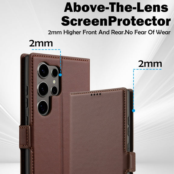 For Samsung Galaxy S24 Ultra 5G LC.IMEEKE L1 Series Frosted Fine Texture PU Phone Case(Brown)