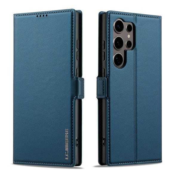 For Samsung Galaxy S24 Ultra 5G LC.IMEEKE L1 Series Frosted Fine Texture PU Phone Case(Blue)