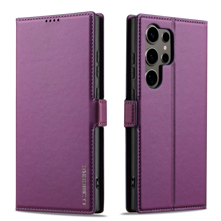 For Samsung Galaxy S24 Ultra 5G LC.IMEEKE L1 Series Frosted Fine Texture PU Phone Case(Purple)