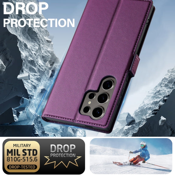 For Samsung Galaxy S24 Ultra 5G LC.IMEEKE L1 Series Frosted Fine Texture PU Phone Case(Purple)