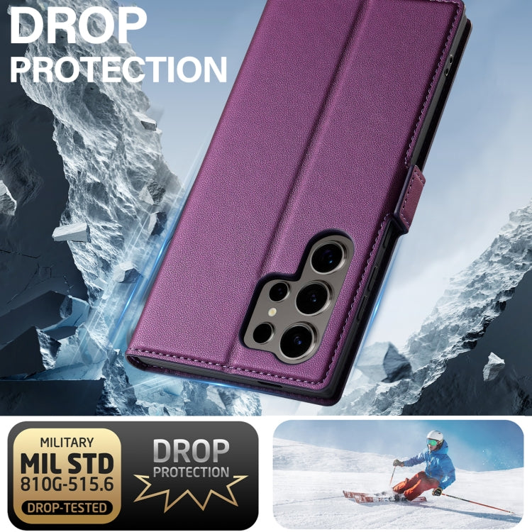 For Samsung Galaxy S24 Ultra 5G LC.IMEEKE L1 Series Frosted Fine Texture PU Phone Case(Purple)