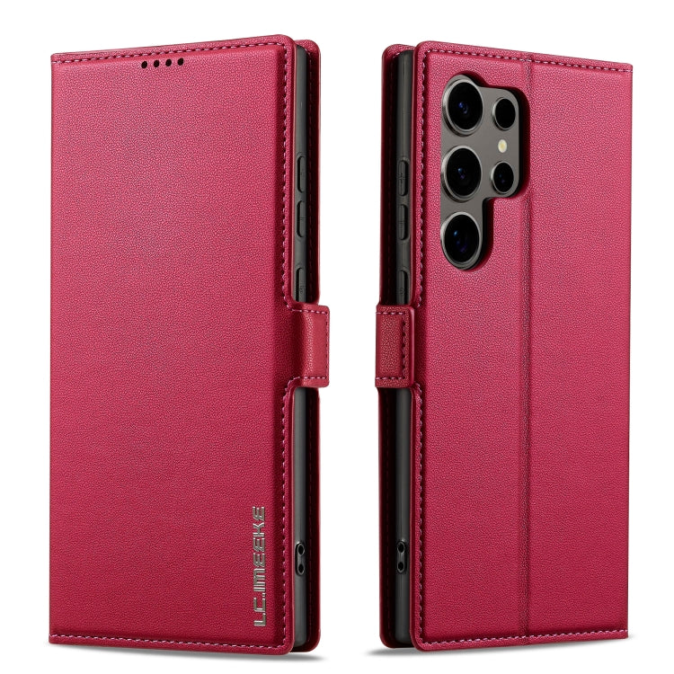 For Samsung Galaxy S24 Ultra 5G LC.IMEEKE L1 Series Frosted Fine Texture PU Phone Case(Red)