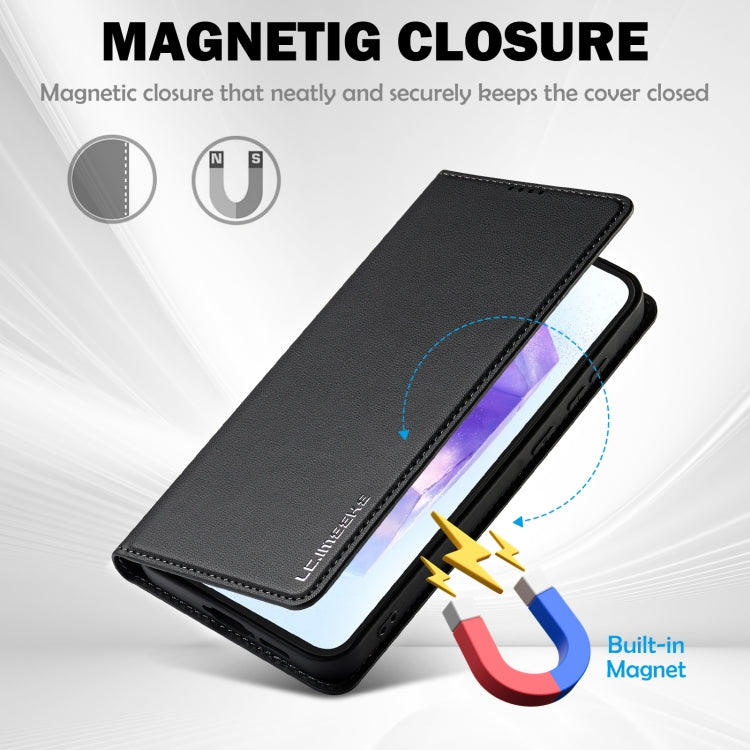 For Samsung Galaxy S24 FE 5G LC.IMEEKE L1 Series Frosted Fine Texture PU Phone Case(Black) - free shipping - PMC Jewellery - Order now!