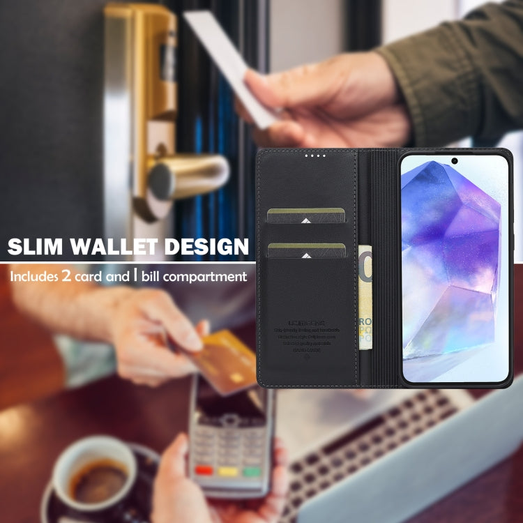 For Samsung Galaxy S24 FE 5G LC.IMEEKE L1 Series Frosted Fine Texture PU Phone Case(Black) - free shipping - PMC Jewellery - Order now!
