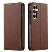 For Samsung Galaxy S24 FE 5G LC.IMEEKE L1 Series Frosted Fine Texture PU Phone Case(Brown)
