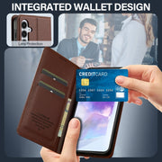 For Samsung Galaxy S24 FE 5G LC.IMEEKE L1 Series Frosted Fine Texture PU Phone Case(Brown)