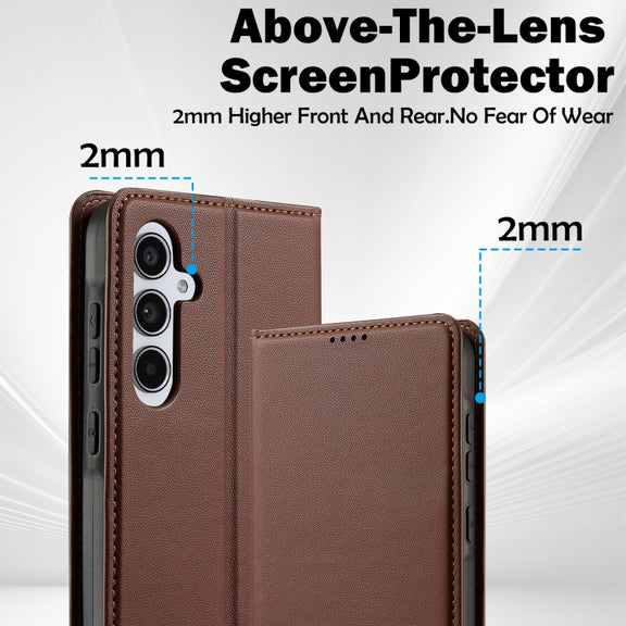 For Samsung Galaxy S24 FE 5G LC.IMEEKE L1 Series Frosted Fine Texture PU Phone Case(Brown)
