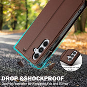For Samsung Galaxy S24 FE 5G LC.IMEEKE L1 Series Frosted Fine Texture PU Phone Case(Brown)
