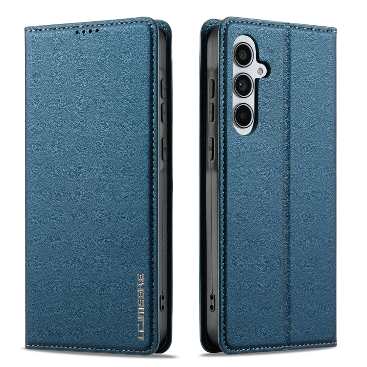 For Samsung Galaxy S24 FE 5G LC.IMEEKE L1 Series Frosted Fine Texture PU Phone Case(Blue)
