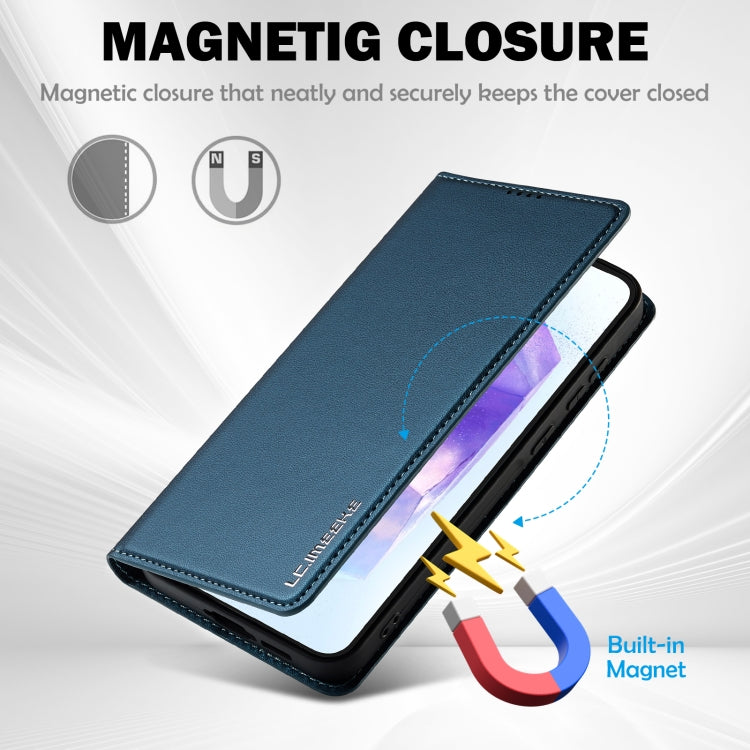 For Samsung Galaxy S24 FE 5G LC.IMEEKE L1 Series Frosted Fine Texture PU Phone Case(Blue)