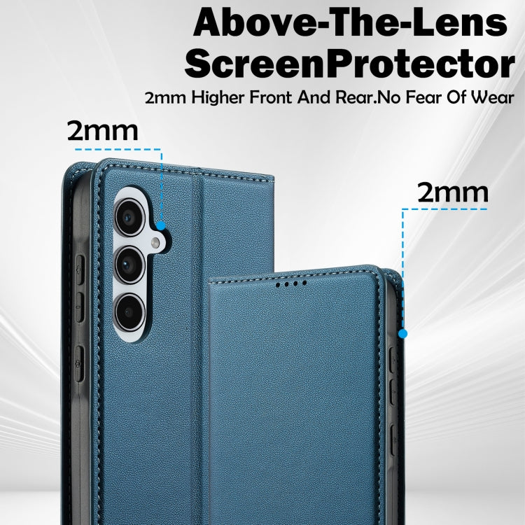 For Samsung Galaxy S24 FE 5G LC.IMEEKE L1 Series Frosted Fine Texture PU Phone Case(Blue)