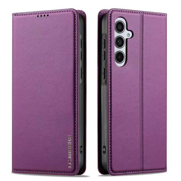 For Samsung Galaxy S24 FE 5G LC.IMEEKE L1 Series Frosted Fine Texture PU Phone Case(Purple)