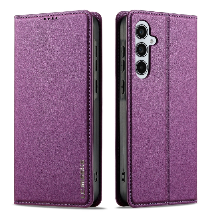 For Samsung Galaxy S24 FE 5G LC.IMEEKE L1 Series Frosted Fine Texture PU Phone Case(Purple)