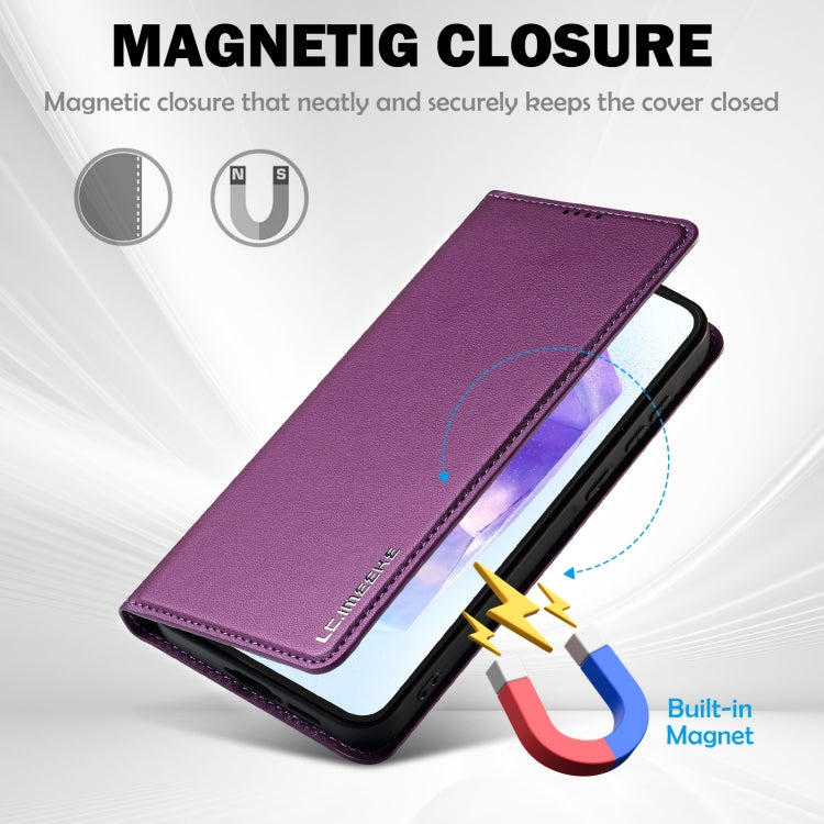 For Samsung Galaxy S24 FE 5G LC.IMEEKE L1 Series Frosted Fine Texture PU Phone Case(Purple)