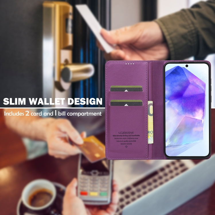 For Samsung Galaxy S24 FE 5G LC.IMEEKE L1 Series Frosted Fine Texture PU Phone Case(Purple)