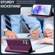 For Samsung Galaxy S24 FE 5G LC.IMEEKE L1 Series Frosted Fine Texture PU Phone Case(Purple)