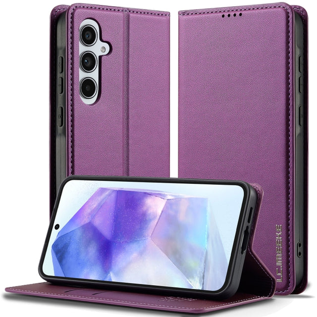 For Samsung Galaxy S24 FE 5G LC.IMEEKE L1 Series Frosted Fine Texture PU Phone Case(Purple)
