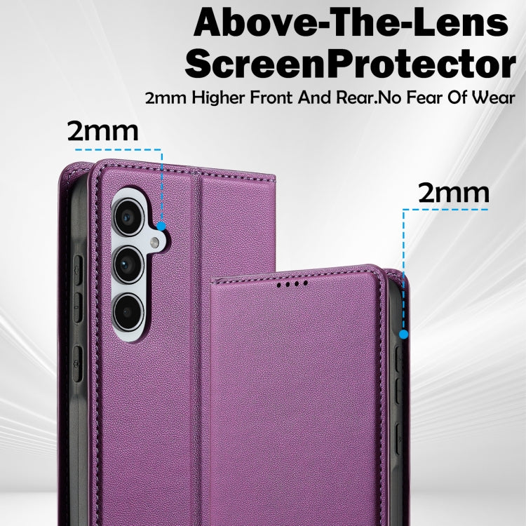 For Samsung Galaxy S24 FE 5G LC.IMEEKE L1 Series Frosted Fine Texture PU Phone Case(Purple)