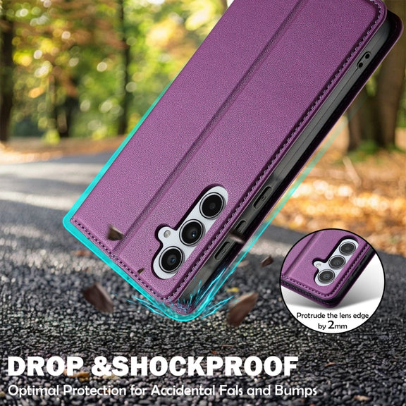 For Samsung Galaxy S24 FE 5G LC.IMEEKE L1 Series Frosted Fine Texture PU Phone Case(Purple)