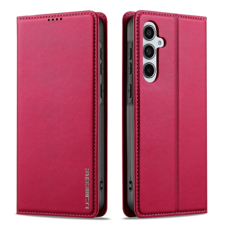 For Samsung Galaxy S24 FE 5G LC.IMEEKE L1 Series Frosted Fine Texture PU Phone Case(Red) - Galaxy S24 FE 5G Cases by LC.IMEEKE | Online Shopping South Africa | PMC Jewellery | Buy Now Pay Later Mobicred